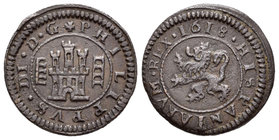 Felipe III (1598-1621). 4 maravedís. 1618. Segovia. (Cal-823). (Jarabo-Sanahuja-D252). Ae. 3,61 g. MBC+. Est...35,00.
