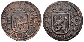 Felipe III (1598-1621). 8 maravedís. 1601. Segovia. (Cal-tipo 222). (Jarabo-Sanahuja-pág. 178). Ae. 7,01 g. Falsa de época de muy buen arte. Acueducto...