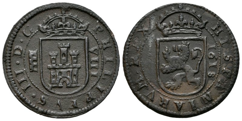 Felipe III (1598-1621). 8 maravedís. 1618. Segovia. (Cal-772 variante). (Jarabo-...