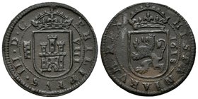 Felipe III (1598-1621). 8 maravedís. 1618. Segovia. (Cal-772 variante). (Jarabo-Sanahuja-D228). Ae. 5,64 g. MBC+. Est...30,00.