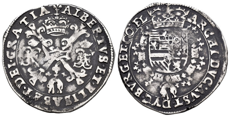 Alberto e Isabel (1598-1621). 1/4 patagón. Sin fecha. Brujas. (Vanhoudt-621 BG)....