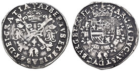 Alberto e Isabel (1598-1621). 1/4 patagón. Sin fecha. Brujas. (Vanhoudt-621 BG). (Vti-269). Ag. 6,73 g. MBC+. Est...70,00.