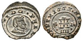 Felipe IV (1621-1665). 4 maravedís. 1663. Granada. N. (Cal-1376). (Jarabo-Sanahuja-M260). Ae. 1,14 g. Desplazada. EBC-. Est...35,00.
