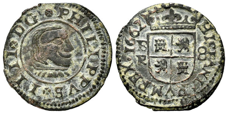 Felipe IV (1621-1665). 8 maravedís. 1662. Burgos. R. (Cal-1259). Ae. 2,47 g. MBC...