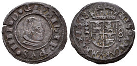 Felipe IV (1621-1665). 8 maravedís. 1663. Cuenca. (Cal-1327). (Jarabo-Sanahuja-M206). Ae. 1,90 g. MBC-. Est...15,00.