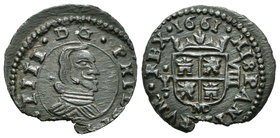 Felipe IV (1621-1665). 8 maravedís. 1661. Madrid. Y. (Cal-1420). (Jarabo-Sanahuja-M299). Ae. 2,06 g. Cospel faltado. EBC. Est...25,00.