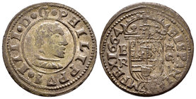 Felipe IV (1621-1665). 16 maravedís. 1664. Burgos. R. (Cal-1250). (Jarabo-Sanahuja-M7). Ae. 4,32 g. Defectos de acuñación. MBC/MBC-. Est...25,00.