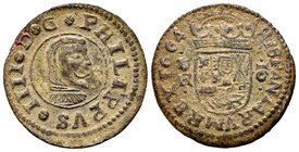 Felipe IV (1621-1665). 16 maravedís. 1664. Coruña. R. (Cal-1302). (Jarabo-Sanahuja-M136). Ae. 3,91 g. MBC+/MBC. Est...30,00.