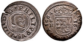 Felipe IV (1621-1665). 16 maravedís. 1664. Coruña. R. (Cal-1302). (Jarabo-Sanahuja-M132). Ae. 4,10 g. MBC+. Est...25,00.