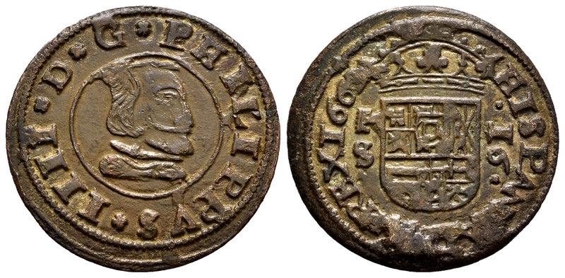 Felipe IV (1621-1665). 16 maravedís. 1663. Segovia. S. (Cal-1511). Ae. 3,92 g. M...