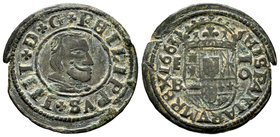 Felipe IV (1621-1665). 16 maravedís. 1663. Segovia. BR. (Cal-1512). (Jarabo-Sanahuja-M527). Ae. 4,25 g. MBC+. Est...25,00.