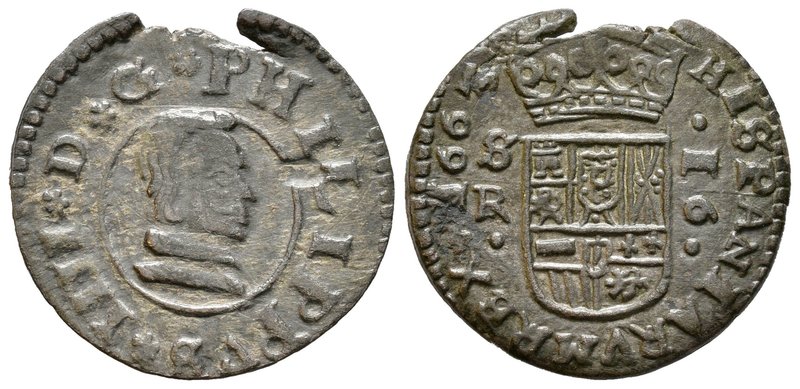 Felipe IV (1621-1665). 16 maravedís. 1663. Sevilla. R. (Cal-1568). (Jarabo-Sanah...