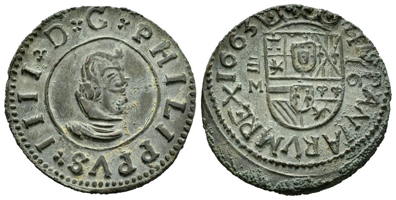 Felipe IV (1621-1665). 16 maravedís. 1663. Valladolid. M. (Cal-1672 variante). (...