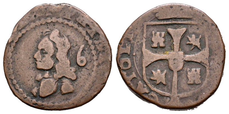 Felipe V (1700-1746). Treseta. Mallorca. (Cal-Tipo 313). Ae. 4,12 g. BC+. Est......