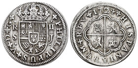 Felipe V (1700-1746). 2 reales. 1724. Sevilla. J. (Cal-1426). Ag. 5,23 g. MBC+/MBC. Est...50,00.