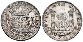 Felipe V (1700-1746). 8 reales. 1741. México. MF. (Cal-791). Ag. 27,10 g. Ligeramente limpiada. MBC+. Est...250,00.
