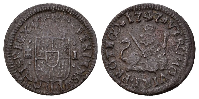 Fernando VI (1746-1759). 1 maravedí. 1747. Segovia. (Cal-1747). 1,13 g. MBC. Est...