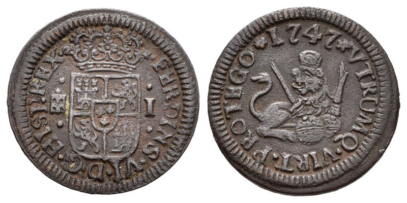 Fernando VI (1746-1759). 1 maravedí. 1747. Segovia. (Cal-717). Ae. 1,24 g. MBC. ...