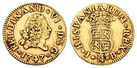 Fernando VI (1746-1759). 1/2 escudo. 1747. Madrid. JB. (Cal-242). Au. 1,76 g. MBC+. Est...150,00.