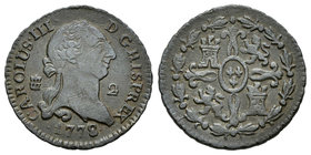 Carlos III (1759-1788). 2 maravedís. 1778. Segovia. (Cal-1920). Ae. 2,34 g. MBC-. Est...25,00.