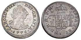 Carlos III (1759-1788). 1/2 real. 1775. México. FM. (Cal-1767). Ag. 1,62 g. MBC/MBC+. Est...35,00.