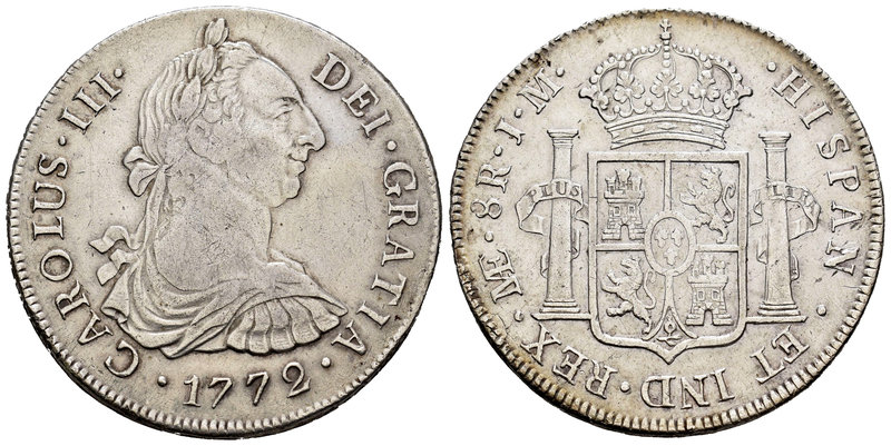 Carlos III (1759-1788). 8 reales. 1772. Lima. JM. (Cal-851). Ag. 26,87 g. Primer...