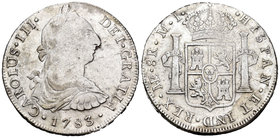 Carlos III (1759-1788). 8 reales. 1783. Lima. MI. (Cal-865). Ag. 26,84 g. MBC/MBC+. Est...90,00.