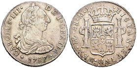 Carlos III (1759-1788). 8 reales. 1787. Lima. MI. (Cal-871). Ag. 26,60 g. MBC/MBC-. Est...60,00.