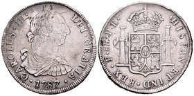 Carlos III (1759-1788). 8 reales. 1787. Potosí. PR. (Cal-995). Ag. 26,77 g. MBC. Est...90,00.