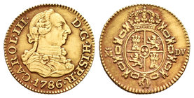 Carlos III (1759-1788). 1/2 escudo. 1786. Madrid. DV. (Cal-778). Au. 1,77 g. EBC-. Est...120,00.