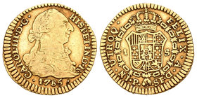Carlos III (1759-1788). 1 escudo. 1785. Popayán. (Cal-684). Au. 3,33 g. BC+/MBC-. Est...120,00.
