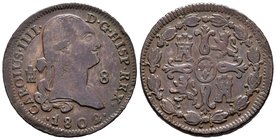 Carlos IV (1788-1808). 8 maravedís. 1802. Segovia. (Cal-1493). Ae. 10,81 g. MBC. Est...50,00.