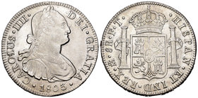 Carlos IV (1788-1808). 8 reales. 1803. México. FT. (Cal-699). Ag. 26,83 g. MBC+. Est...90,00.