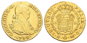 Carlos IV (1788-1808). 1 escudo. 1792. Madrid. MF. (Cal-491). Au. 3,40 g. MBC+. Est...160,00.