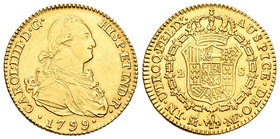 Carlos IV (1788-1808). 2 escudos. 1799. Madrid. MF. (Cal-336). Au. 6,71 g. EBC-. Est...260,00.
