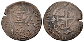 Fernando VII (1808-1833). 1 cuarto. 1820. Santa Marta. (Cal-470). Ae. 1,69 g. MBC-. Est...40,00.