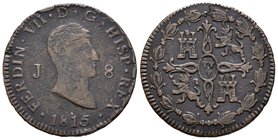 Fernando VII (1808-1833). 8 maravedís. 1815. Jubia. (Cal-1547). Ae. 8,84 g. Golpes en el canto. MBC-/MBC. Est...18,00.