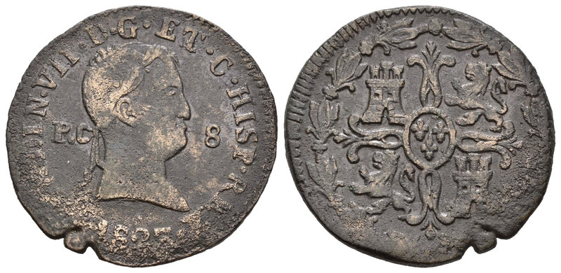 Fernando VII (1808-1833). 8 maravedís. 1823. Pamplona. (Cal-1633). Ae. 7,63 g. D...