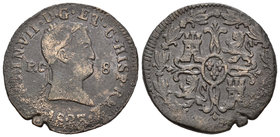 Fernando VII (1808-1833). 8 maravedís. 1823. Pamplona. (Cal-1633). Ae. 7,63 g. Defecto de acuñación. MBC-. Est...50,00.