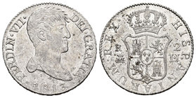 Fernando VII (1808-1833). 2 reales. 1813. Madrid. IJ. (Cal-912). Ag. 5,92 g. Restos de brillo original. MBC+. Est...150,00.