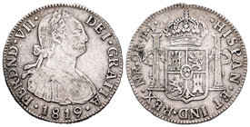Fernando VII (1808-1833). 2 reales. 1819. Santa Fe de Nuevo Reino. (Cal-1012). Ag. 6,43 g. Escasa. MBC-. Est...75,00.