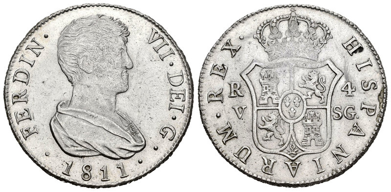 Fernando VII (1808-1833). 4 reales. 1811. Valencia. SG. (Cal-830). Ag. 13,38 g. ...