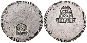 Fernando VII (1808-1833). Un duro. 1808. Gerona. (Cal-428). Ag. 26,64 g. MBC. Est...150,00.