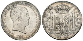 Fernando VII (1808-1833). 20 reales. 1822. Madrid. SR. (Cal-516). Ag. 27,02 g. Tipo cabezón. Escasa. MBC+. Est...300,00.