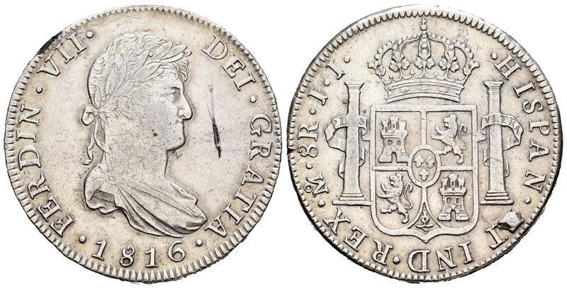 Fernando VII (1808-1833). 8 reales. 1816. México. JJ. (Cal-559). Ag. 27,01 g. Ex...