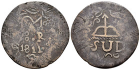 Fernando VII (1808-1833). 8 reales. 1811. Morelos. (Cal-575). Ae. 19,57 g. BC+. Est...90,00.
