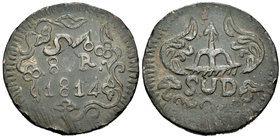 Fernando VII (1808-1833). 8 reales. 1814. Morelos. (Cal-580). Ae. 23,77 g. MBC+. Est...75,00.