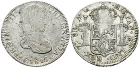 Fernando VII (1808-1833). 8 reales. 1816. Zacatecas. AG. (Cal-687). Ag. 25,60 g. Rara en esta conservación. MBC+/EBC-. Est...200,00.