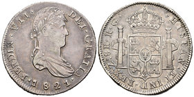 Fernando VII (1808-1833). 8 reales. 1821. Zacatecas. RG. (Cal-697). Ag. 26,83 g. MBC+. Est...75,00.