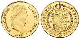 Fernando VII (1808-1833). 2 escudos. 1820. Madrid. GJ. (Cal-217). Au. 6,71 g. Dos golpecitos en el canto. EBC-/EBC. Est...320,00.